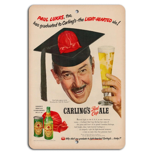 Vintage Ale Carling Red Cap Charm Aluminum Sign — product artwork