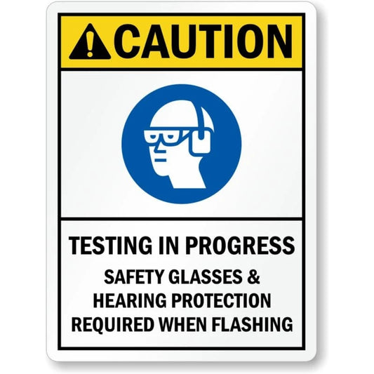 Safety Glasses Hearing Protection Aluminum Sign — product artwork