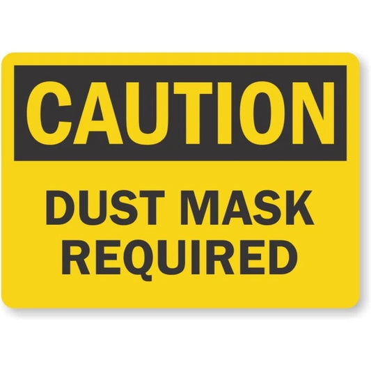 Dust Mask Required Caution Aluminum Sign — product artwork