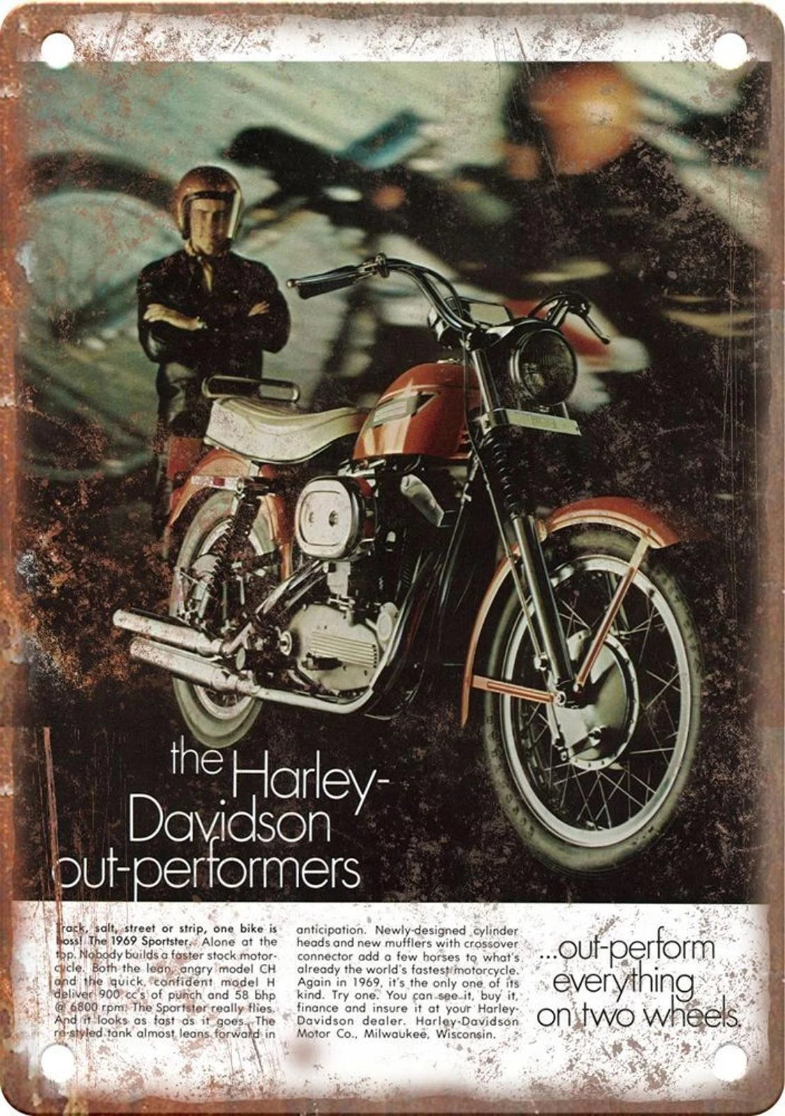 Harley Davidson Out Performers Aluminum Sign — product artwork