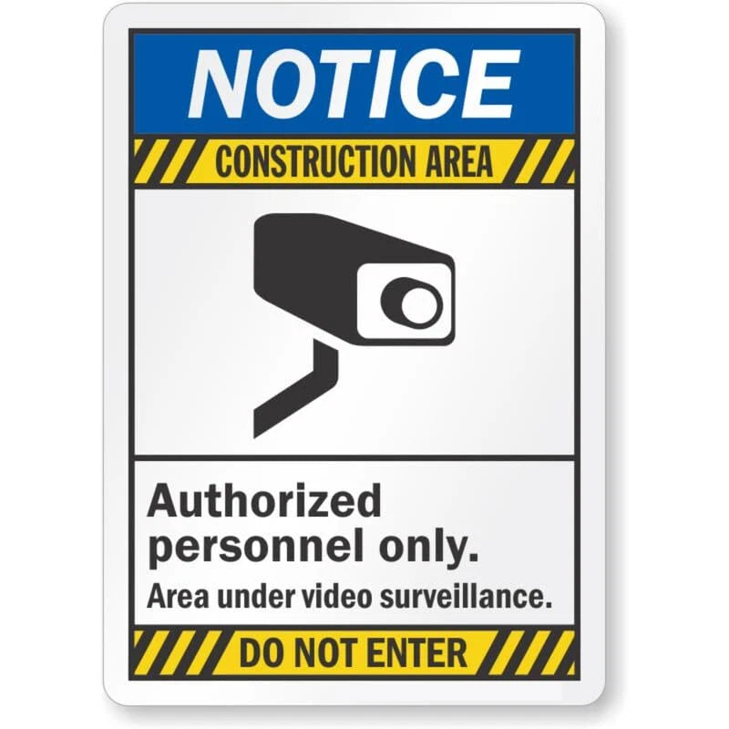 Construction Area Video Surveillance Aluminum Sign — product artwork