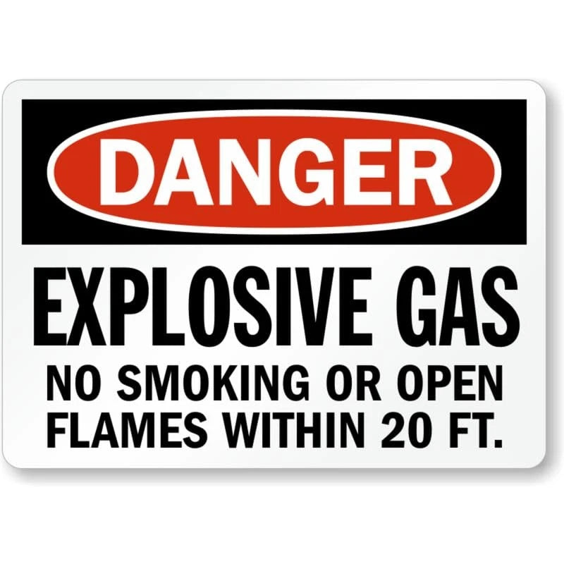 Explosive Gas No Smoking Within 20 Feet Aluminum Sign — product artwork