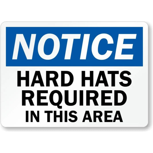 Hard Hat Area Notice Aluminum Sign — product artwork