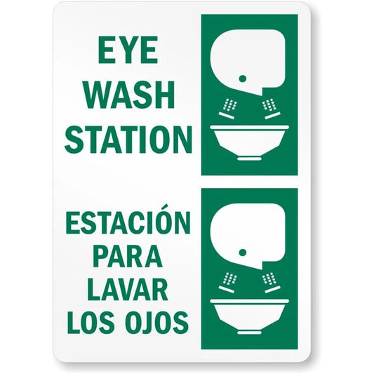 Bilingual Eye Wash Station Aluminum Sign — product artwork