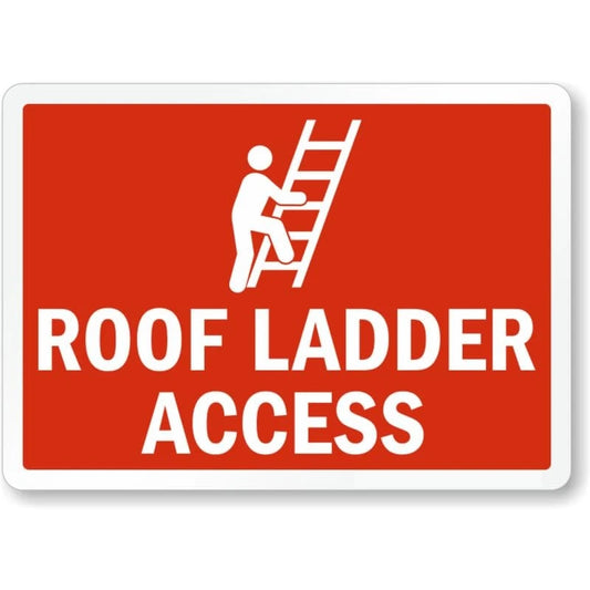 Roof Ladder Access Horizontal Aluminum Sign — product artwork