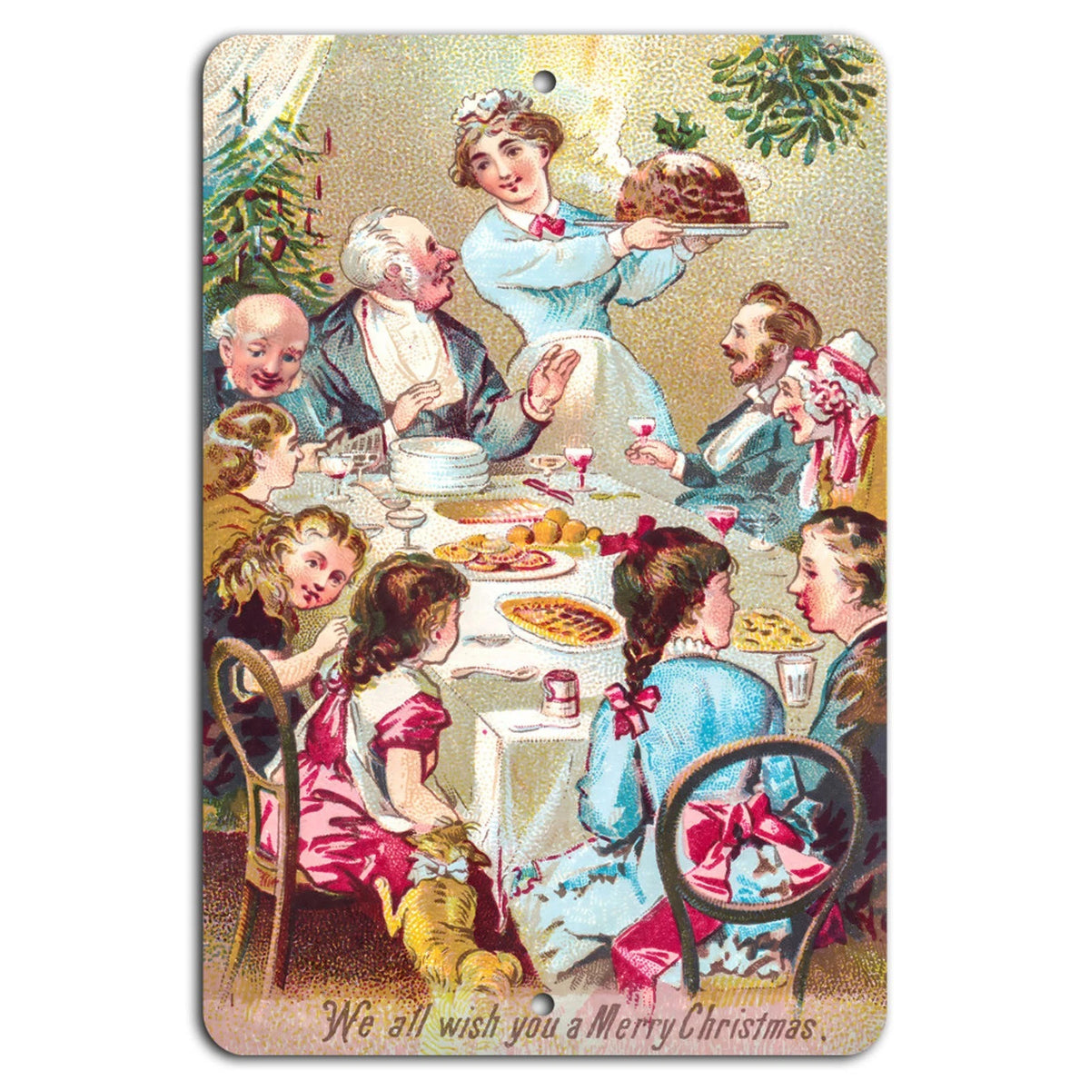 Victorian Christmas Vertical Holiday Aluminum Sign — product artwork