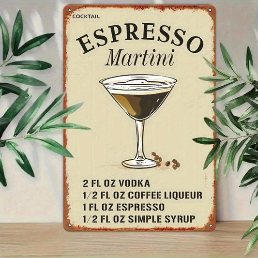 Espresso Martini Funny Retro Bar Aluminum Sign — product artwork