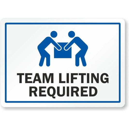 Team Lifting Required Lifting Instruction Aluminum Sign — product artwork