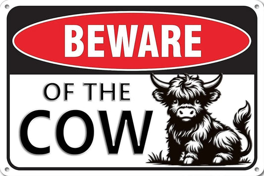 Cafe Funny Cow Warning Bar Home Aluminum Sign — product artwork