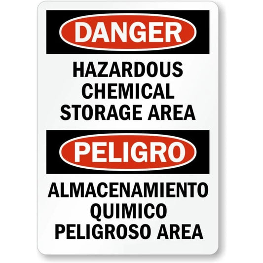Hazardous Chemical Storage Bilingual Aluminum Sign — product artwork