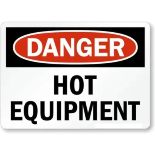 Danger Hot Equipment Aluminum Sign — product artwork