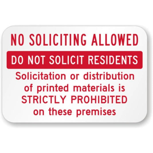 No Soliciting Allowed Aluminum Sign — product artwork