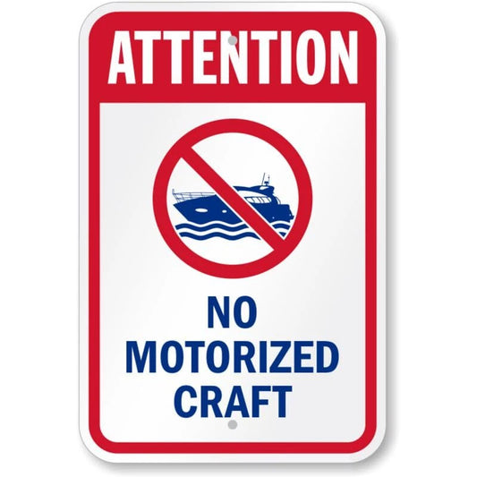 Attention No Motorized Craft Water Safety Aluminum Sign — product artwork