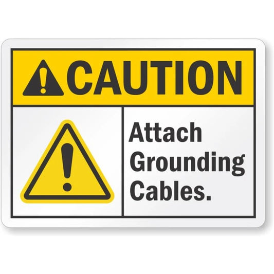Attach Grounding Cables Ansi Caution Aluminum Sign — product artwork