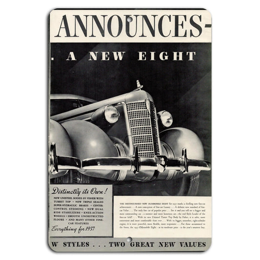 Oldsmobile Eight Vintage 1937 Retro Garage Aluminum Sign — product artwork