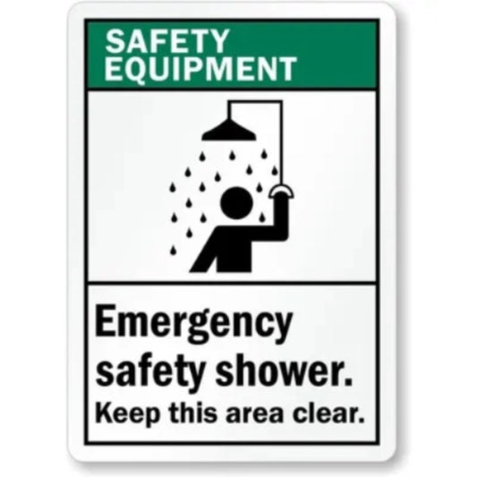 Emergency Shower Keep Clear Aluminum Sign — product artwork