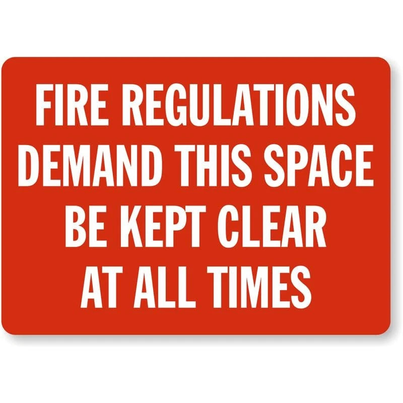Clear Space Fire Emergency Aluminum Sign — product artwork