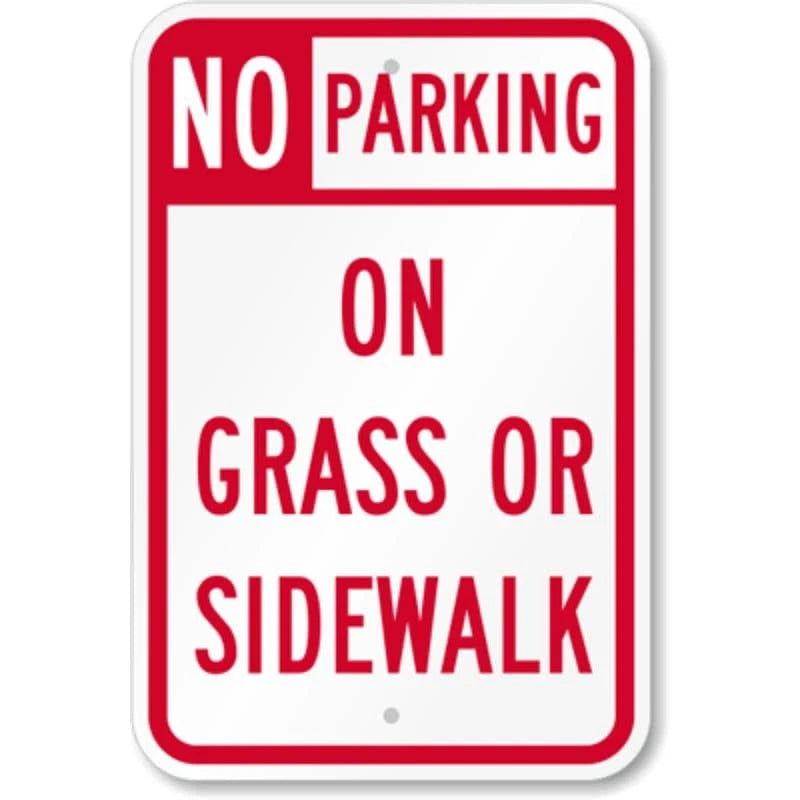 No Parking on Grass or Sidewalk Aluminum Sign — product artwork