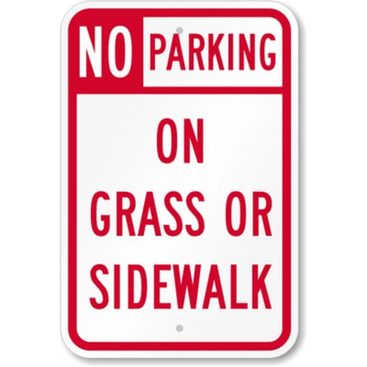No Parking on Grass or Sidewalk Aluminum Sign — product artwork