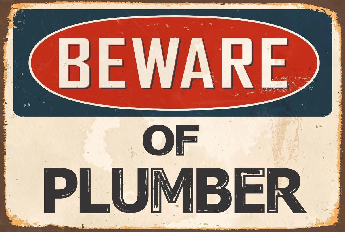 Sticker Tiger Beware of Plumber Funny Vintage Aluminum Sign — product artwork
