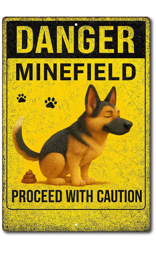 Dog Poop Yard Funny Humor Warning Aluminum Sign — product artwork