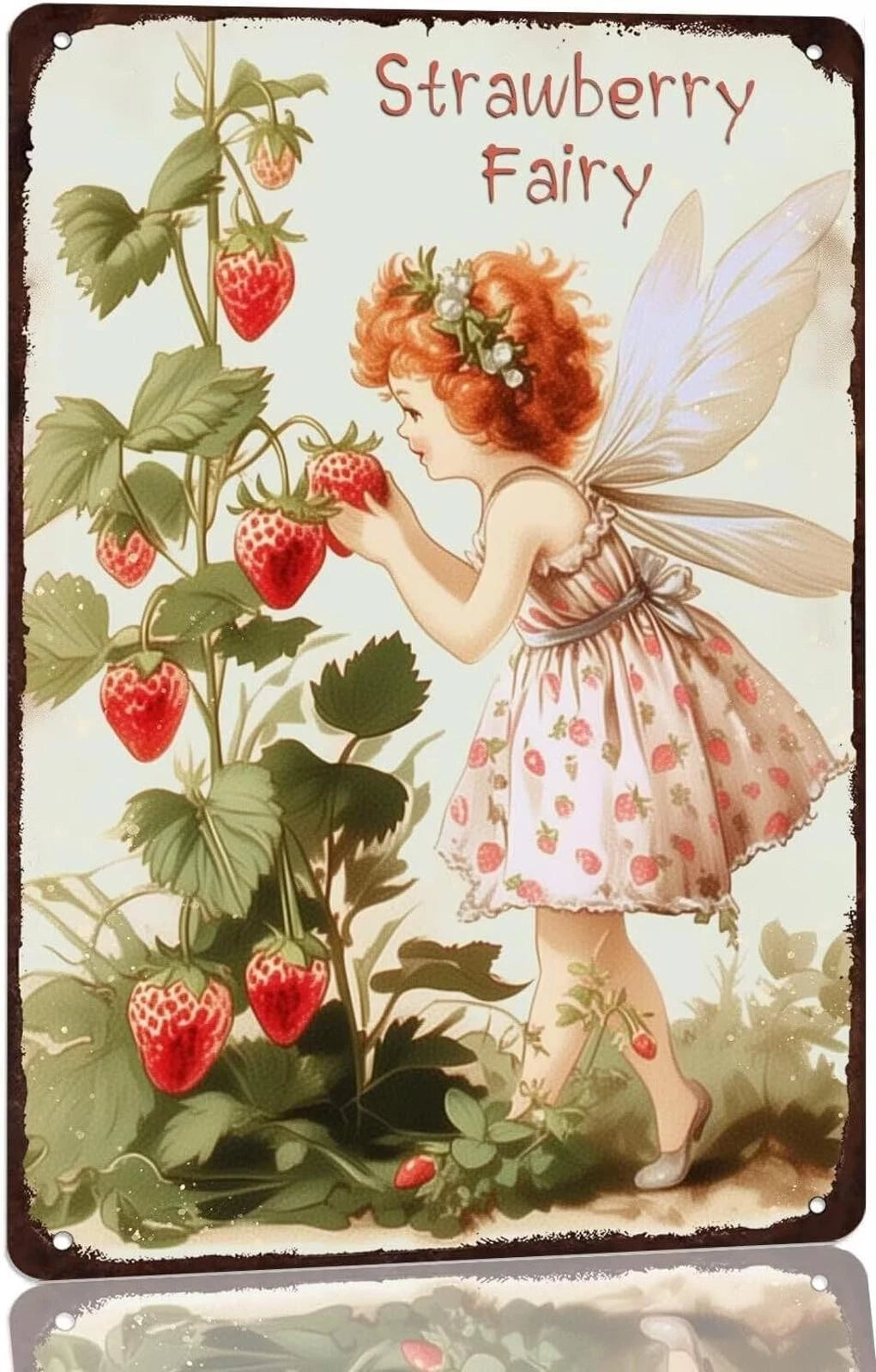 Vintage Kitchen Strawberry Fairy Funny Wall Art Aluminum Sign — product artwork