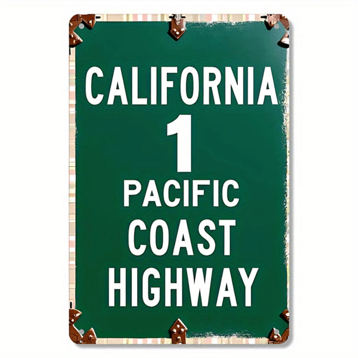 Pacific Coast Highway Funny Vintage Road Trip Aluminum Sign — product artwork