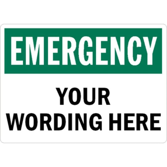 Custom Emergency Wide Wording Aluminum Sign — product artwork