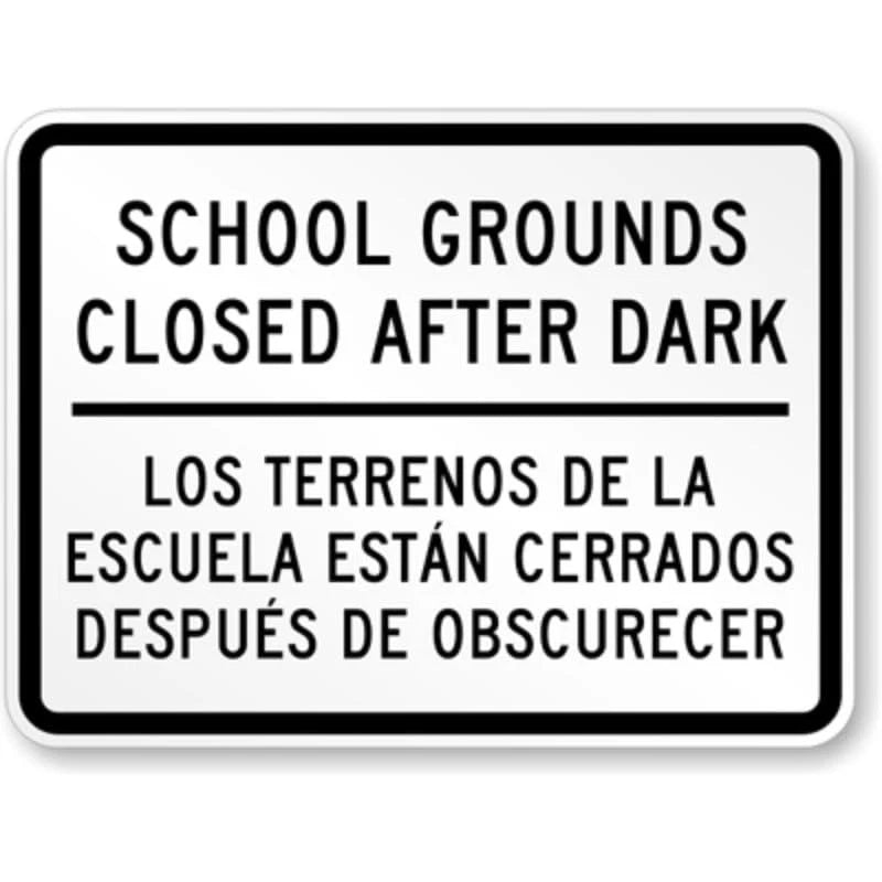 School Bilingual Aluminum Sign — product artwork