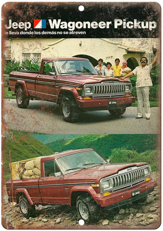 Jeep Wagoneer Rare Latin Pickup Truck Reproduction Aluminum Sign — product artwork