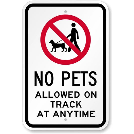 No Pets Allowed on Track Aluminum Sign — product artwork
