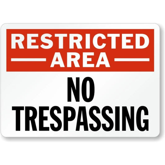 No Trespassing Restricted Area Aluminum Sign — product artwork