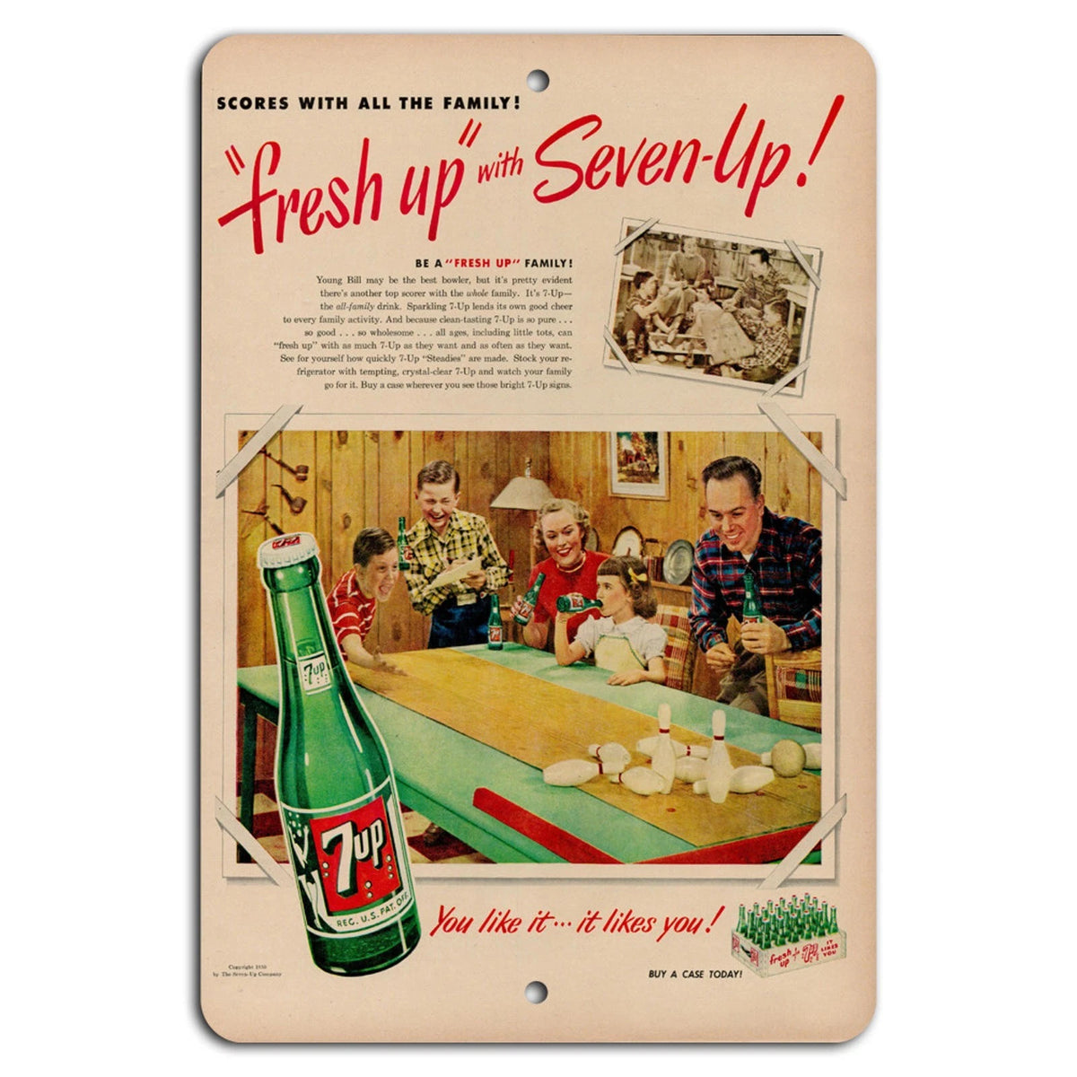 Vintage 7-Up Rustic Americana Aluminum Sign — product artwork