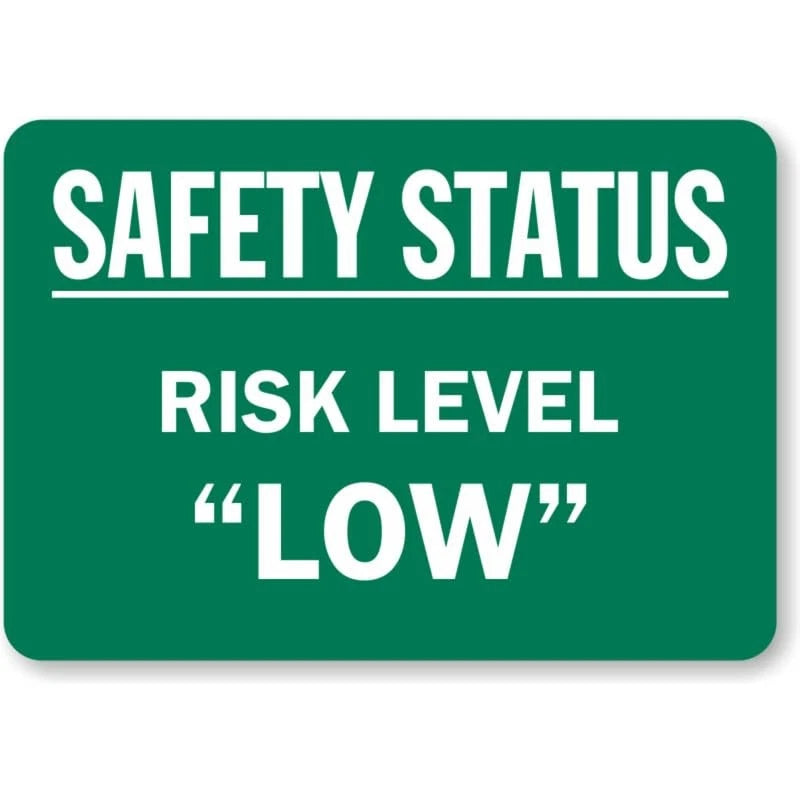 Safety Status Risk Low Aluminum Sign — product artwork