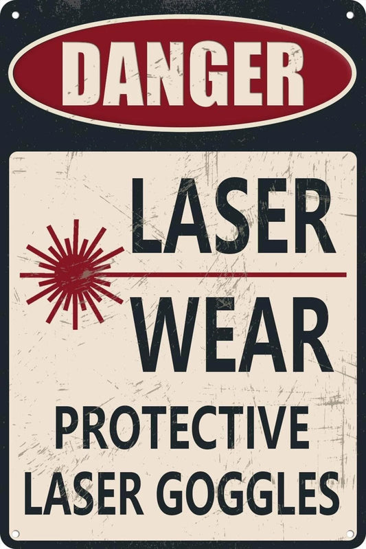 Protective Laser Goggles Funny Home Décor Aluminum Sign — product artwork