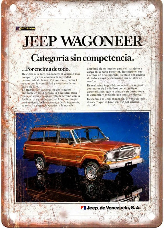 Jeep Wagoneer Vintage 1982 Catalog Auto Aluminum Sign — product artwork