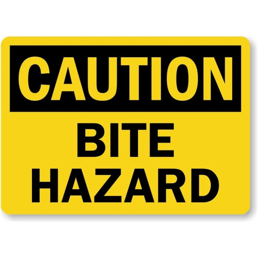 Caution Bite Hazard Safety Warning Aluminum Sign — product artwork