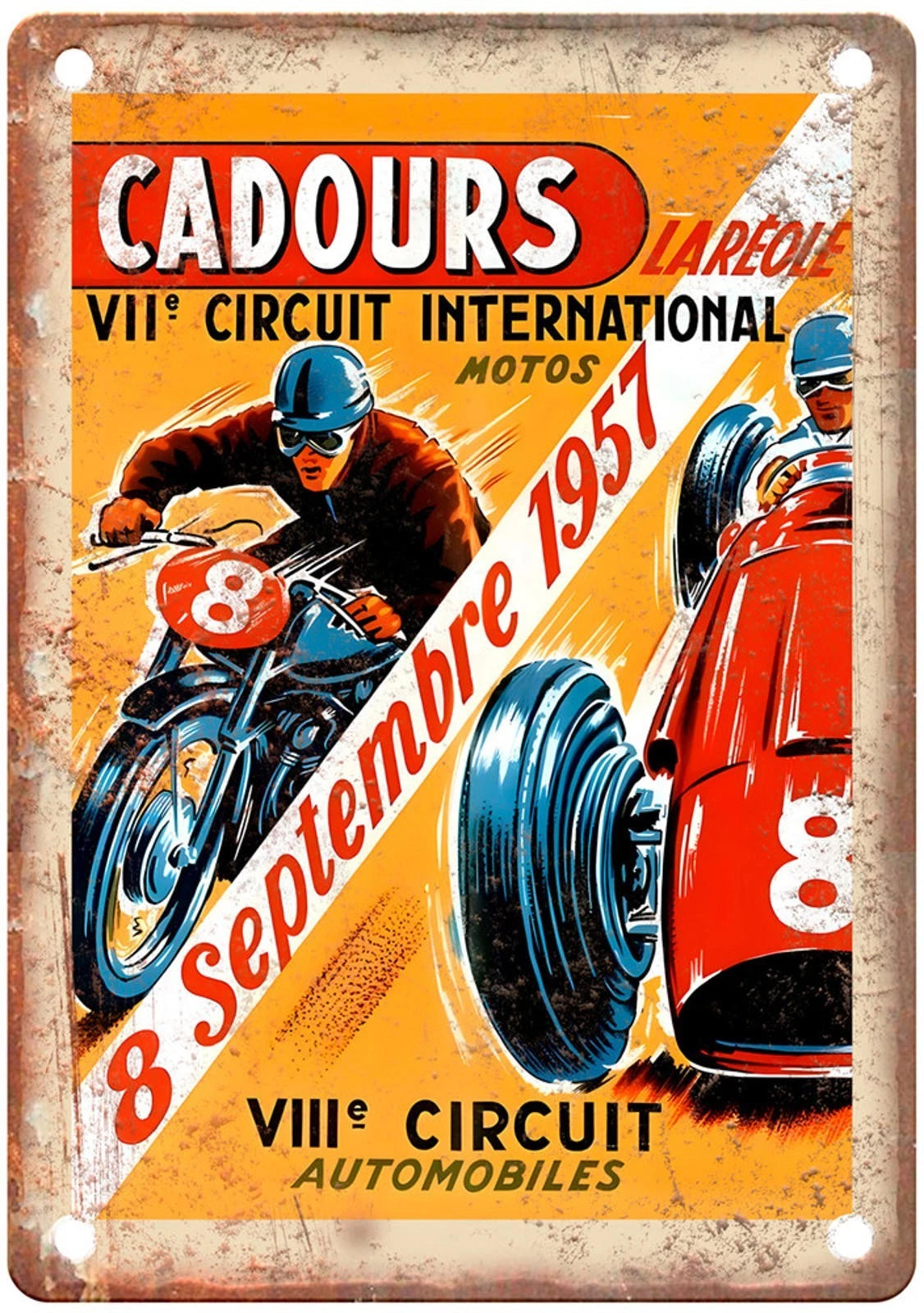 Vintage Motorcycle Poster 1957 Retro Look Aluminum Sign — product artwork