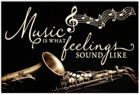 Vintage Tin Music Is What Feeling Sound Like Funny Aluminum Sign — product artwork
