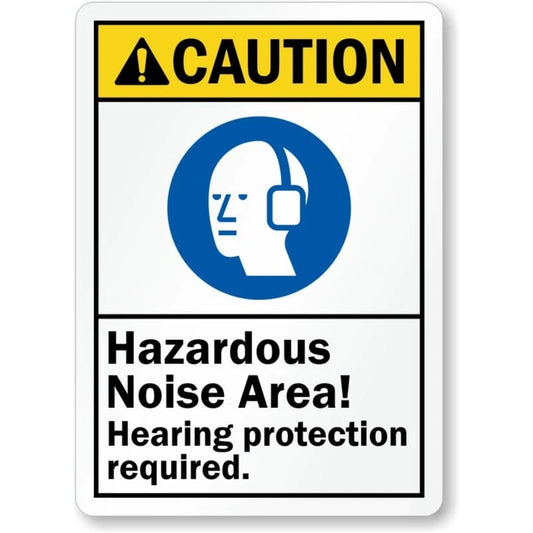 Hazardous Noise Hearing Protection Aluminum Sign — product artwork