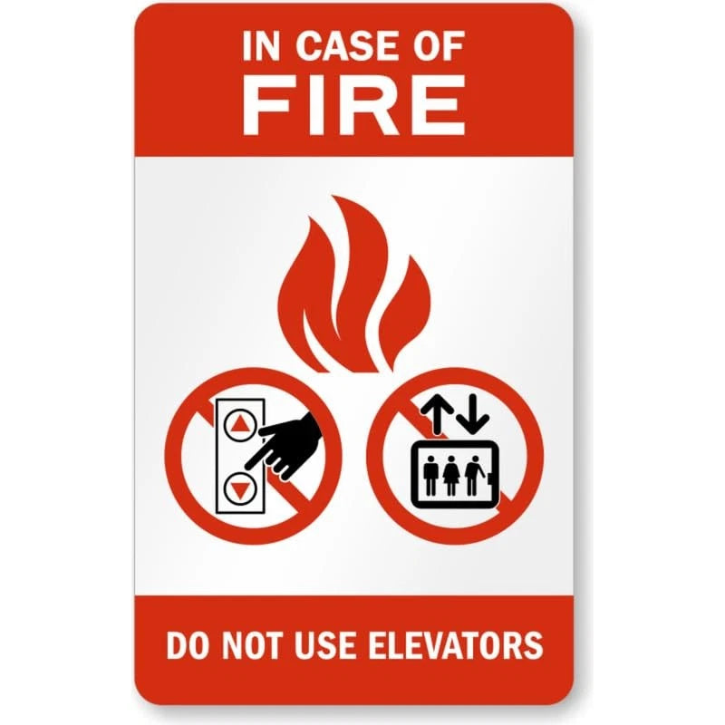 Fire Do Not Use Elevators Symbol Aluminum Sign — product artwork