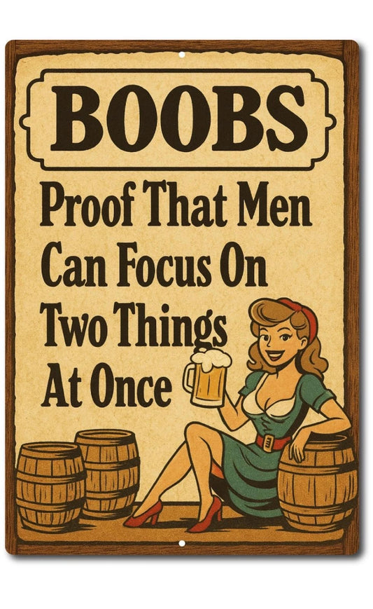 Funny Beer Tin Retro Pin-up Man Cave Aluminum Sign — product artwork