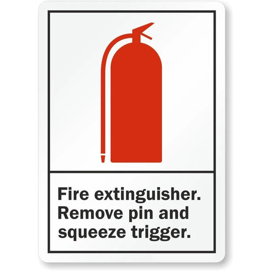 Fire Extinguisher Remove Pin and Squeeze Trigger Sign — product artwork