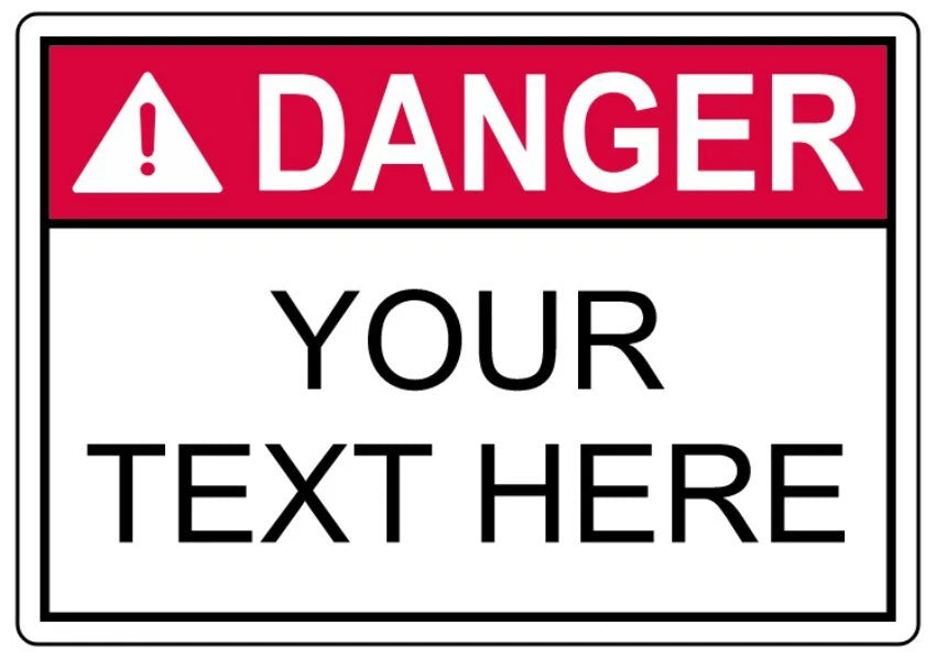 Custom Danger Landscape Red Header Aluminum Sign — product artwork