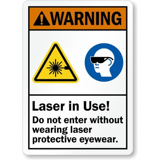 Laser Wear Protective Eyewear Aluminum Sign — product artwork