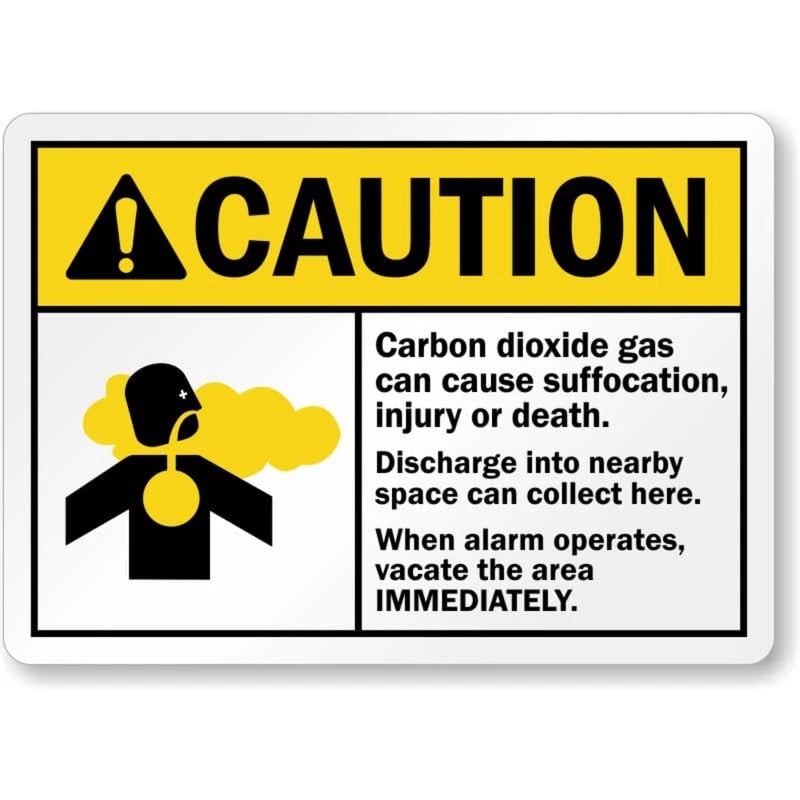Carbon Dioxide Alarm Vacate Aluminum Sign — product artwork