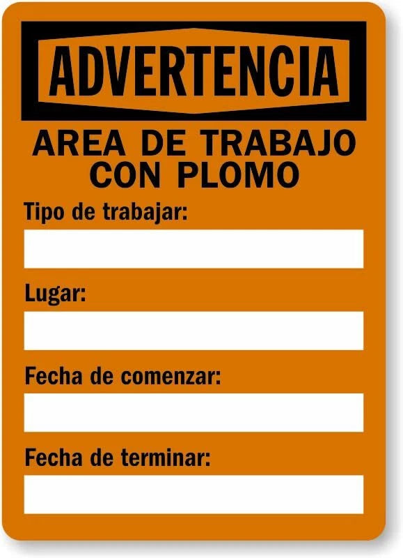 Spanish Work Area Lead Warning Aluminum Sign — product artwork