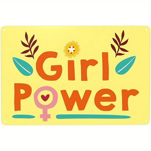 Retro Girl Power Funny Feminist Quote Art Aluminum Sign — product artwork