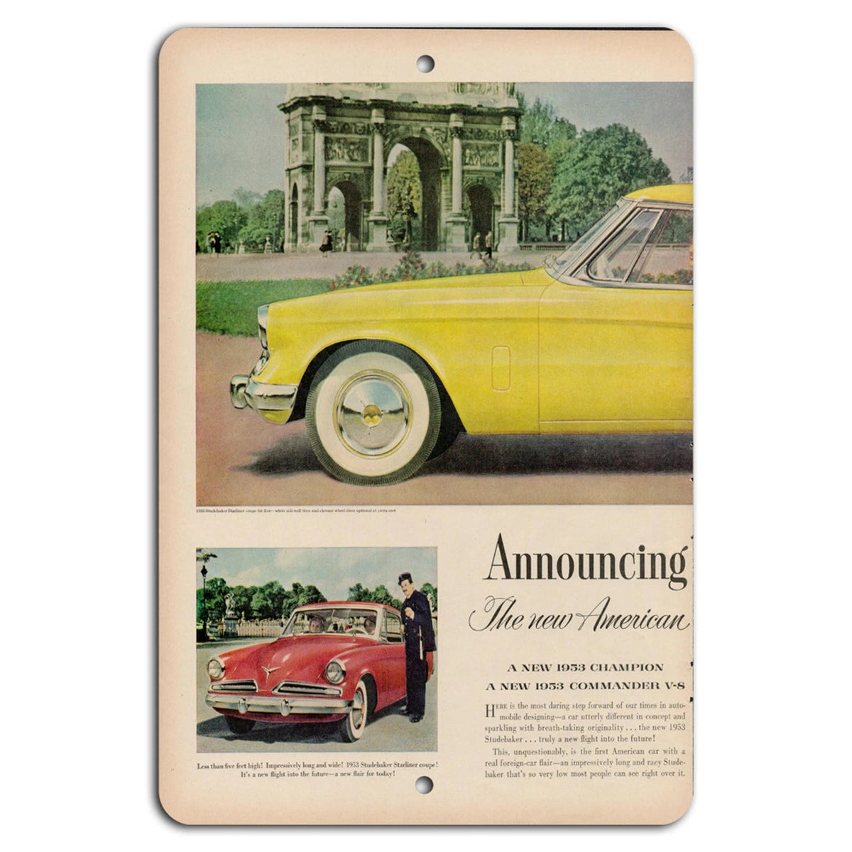 Vintage Studebaker 1953 Retro Garage Aluminum Sign — product artwork