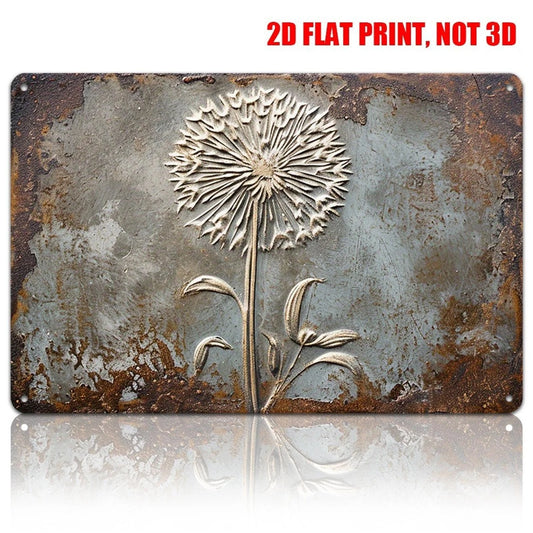 Vintage Tin Dandelion Rustic Floral Funny Aluminum Sign — product artwork